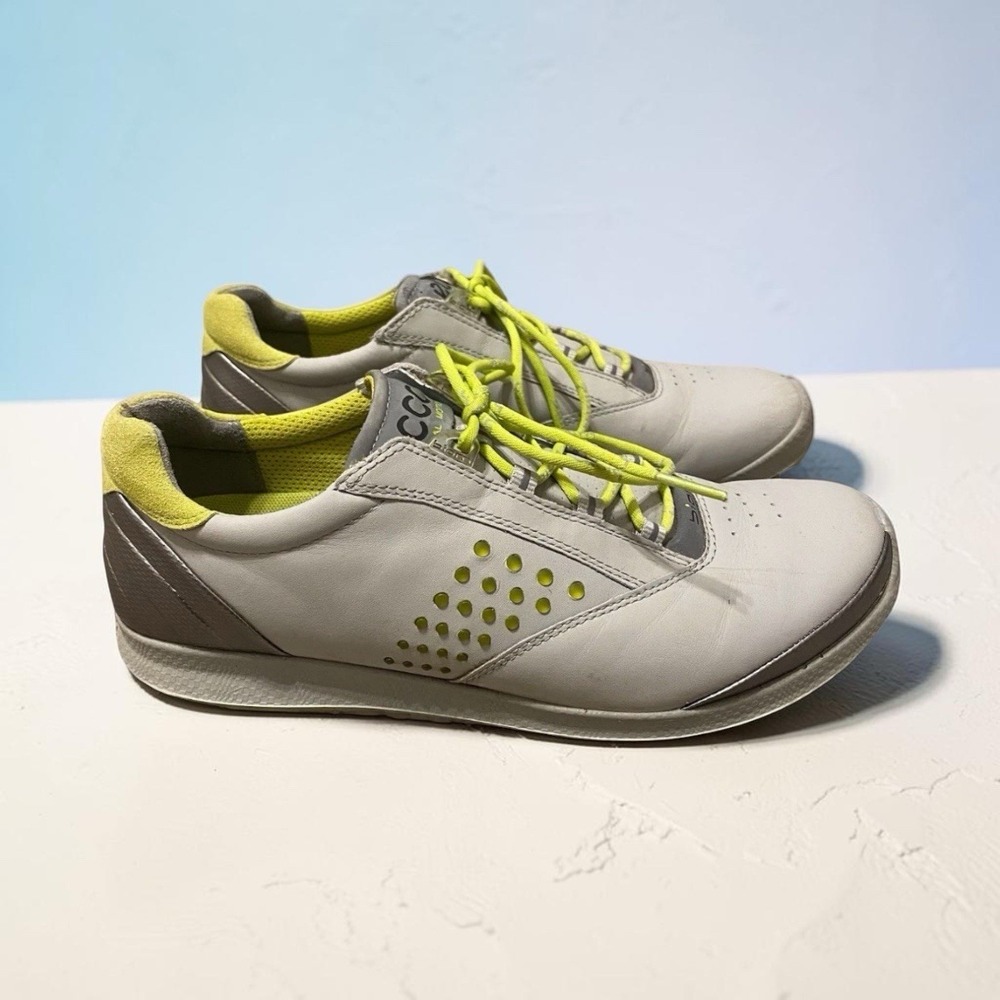 Golf Shoes Women 8.5 EU 39 Gray Yak Leather Lace Up Ecco Biom Natural Motion
